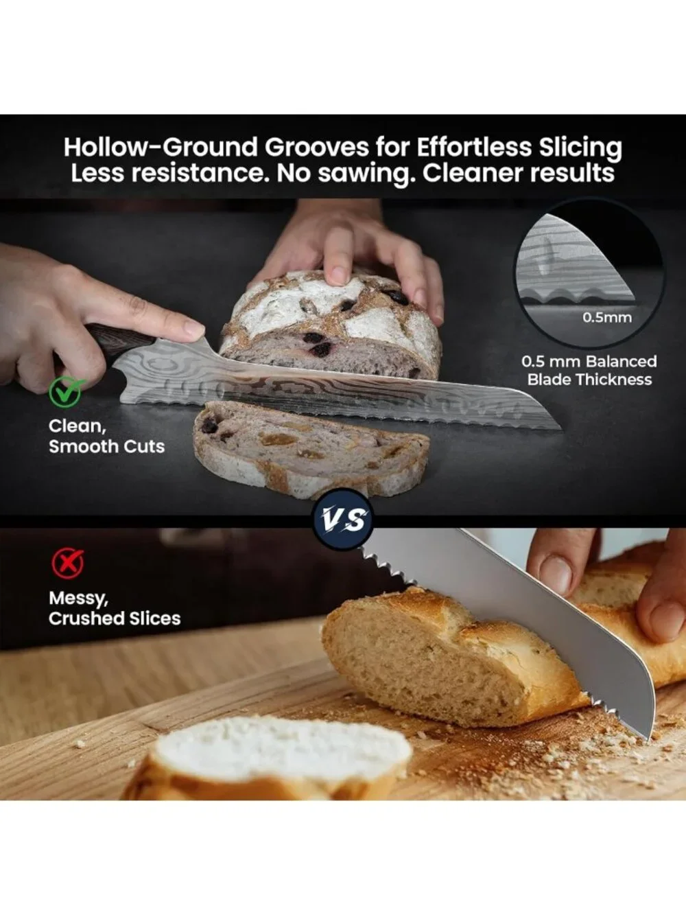 10.5 Inch Upgraded Offset Bread Knife for Homemade Bread & Baking Essentials